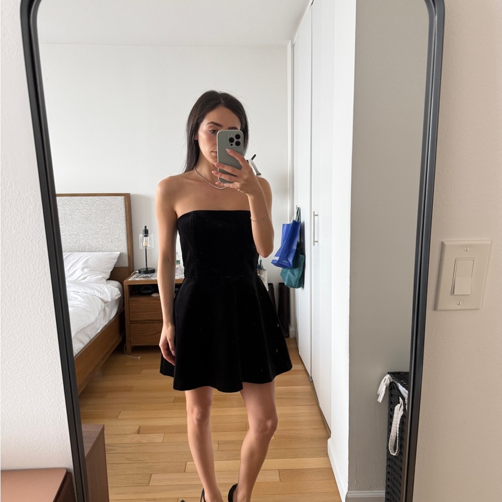 Zara Black Velvet Strapless Dress